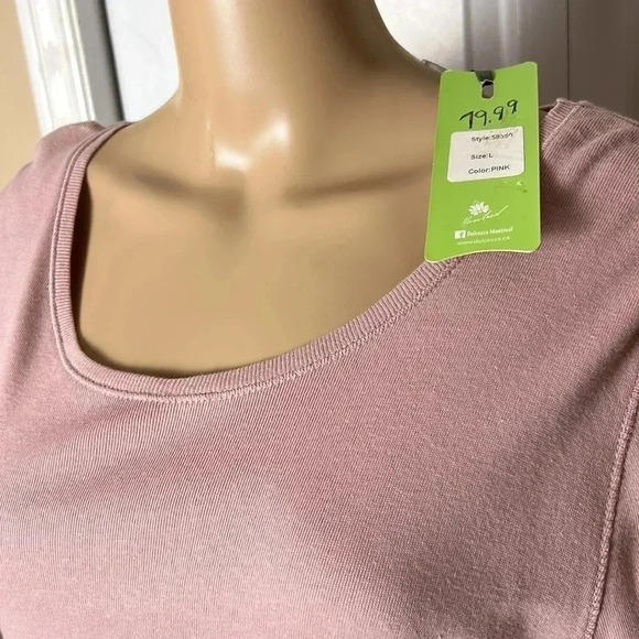 DOLCEZZA MONTREAL L pink long sleeve sweater with boat round neck, super soft. - Picture 9 of 13